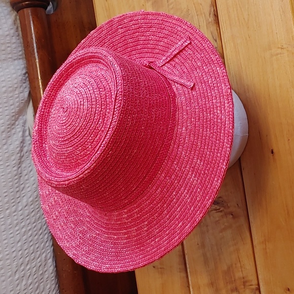 Betmar New York Pink Straw Sun Hat With Bow - Picture 4 of 9